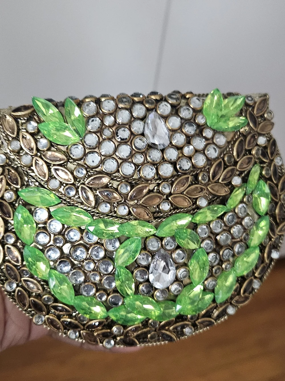 Embellished Green Crystal Evening Clutch